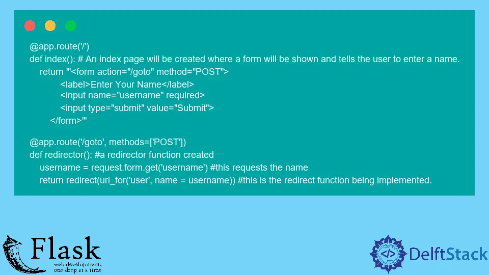 Use la función Flask redirect() con parámetros