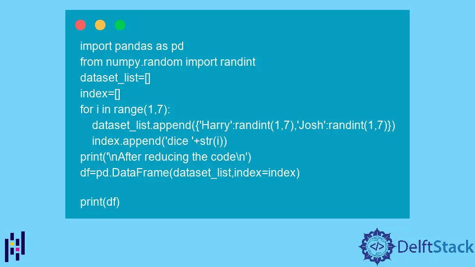 Créer une base de données Pandas à partir d'une liste de dictionnaires