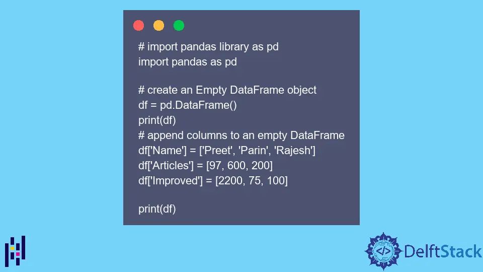 How to Append to Empty Dataframe in Pandas