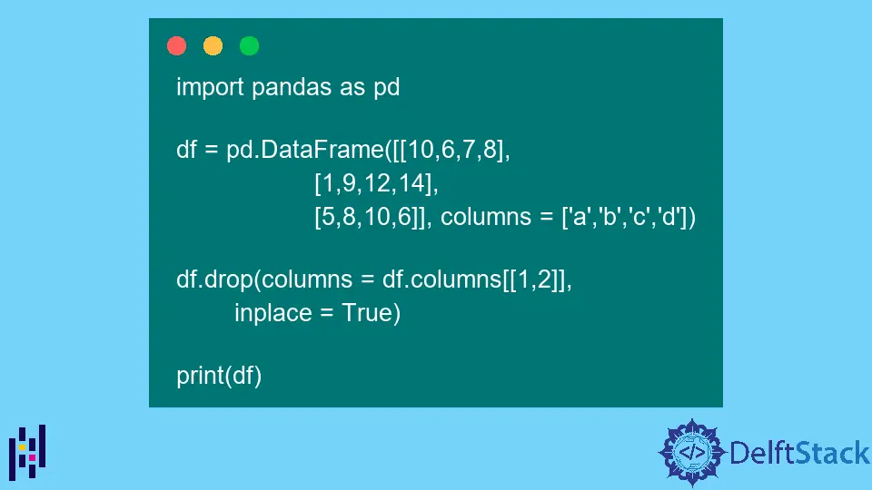 Columnas de caída por índice en Pandas DataFrame