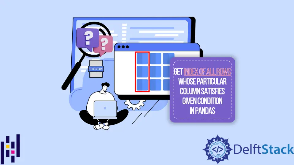 Cómo obtener el índice de todas las filas cuya columna particular satisface la condición dada en Pandas