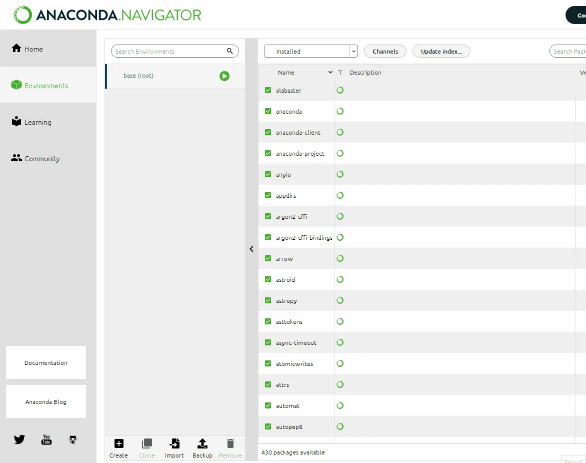 Anaconda ナビゲーター