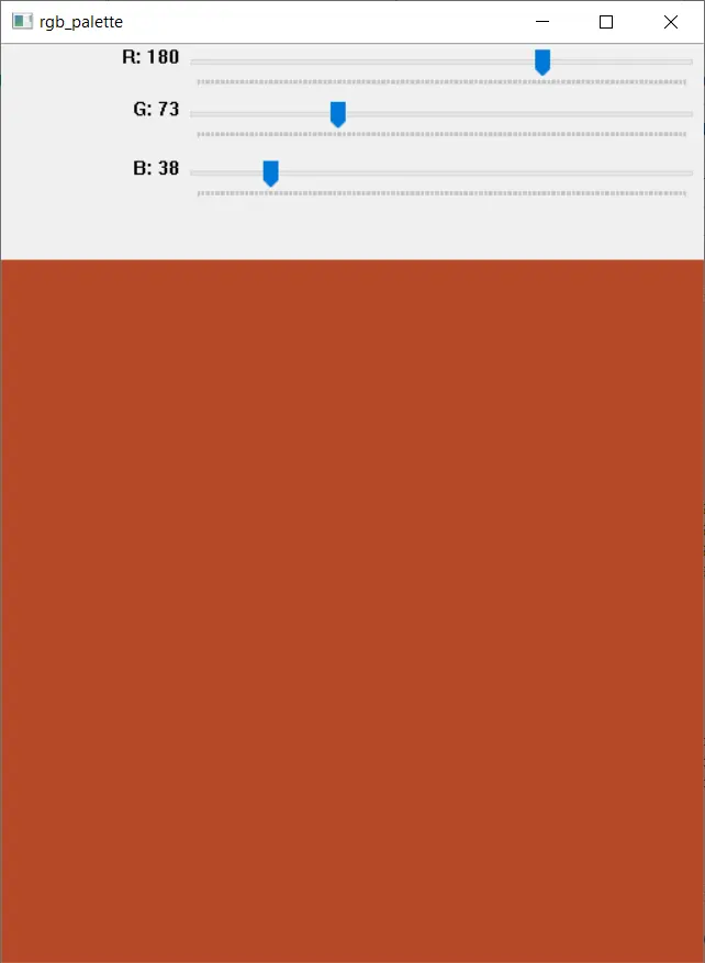 Palette de couleurs avec barre de suivi utilisant OpenCV en Python
