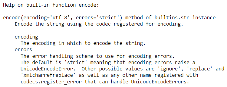 Help on encode