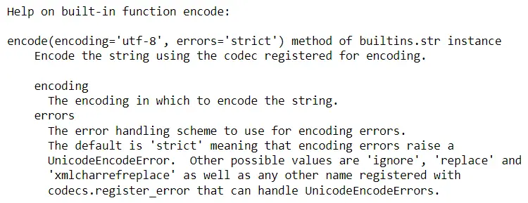 Help on encode