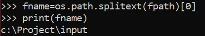 Verwenden Sie os.path.splittext, um den Dateinamen aus dem Dateipfad in Python zu finden
