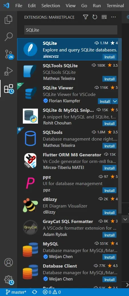 Suchen Sie nach SQLite