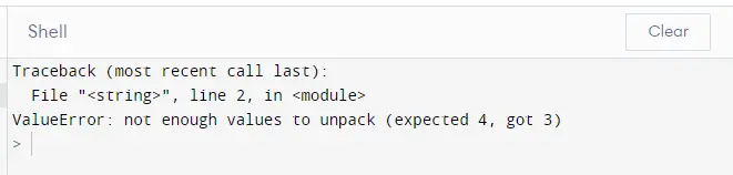 ValueError need more than one value to unpack in Python error message