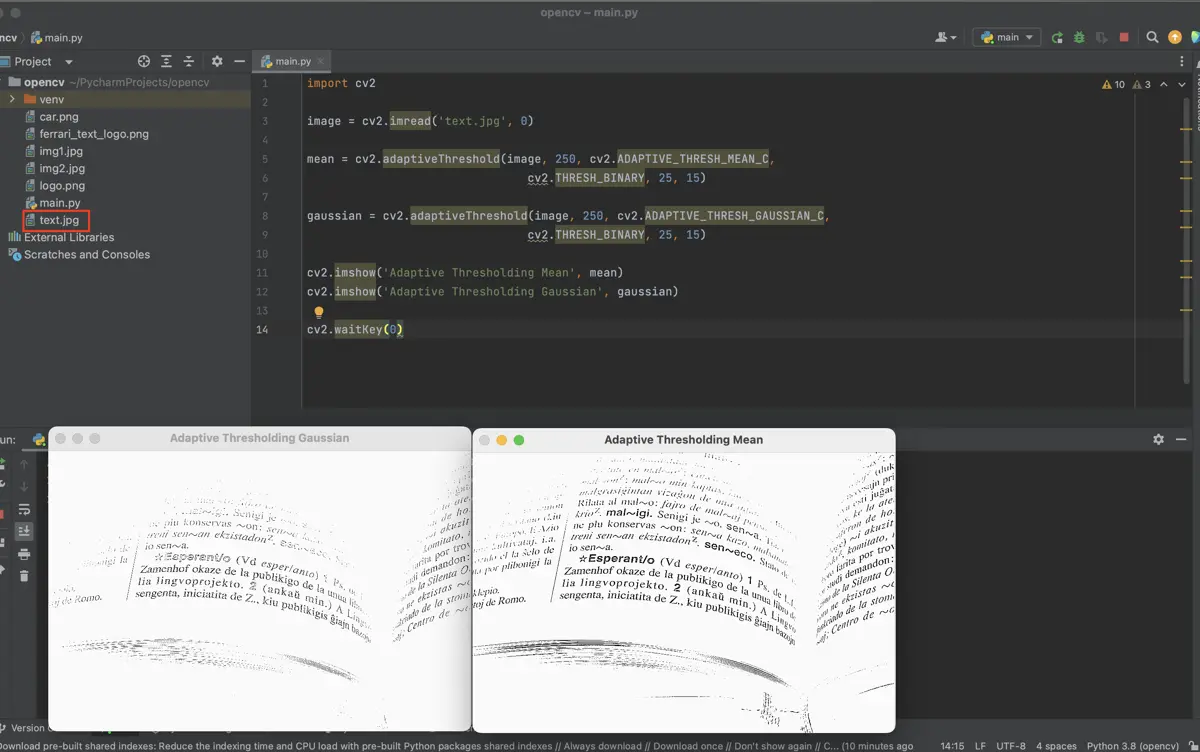 Adaptive Threshold Using OpenCV