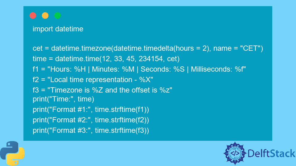 Python datetime.time.time.strftime() Method