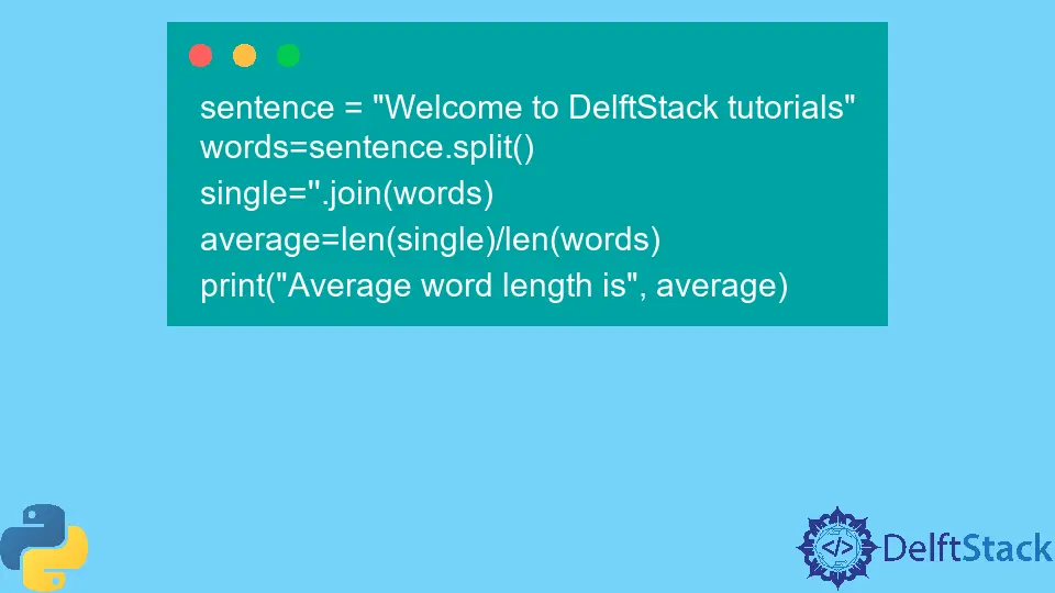 Calcule la longitud promedio de palabra en una oración en Python