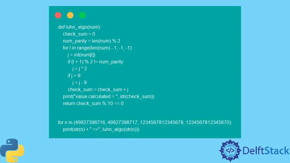 Python에서 Luhn 알고리즘을 사용하여 숫자 유효성 검사