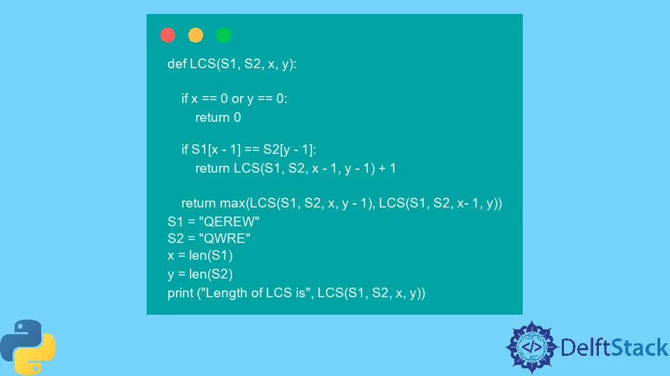 Längste gemeinsame Teilsequenz in Python