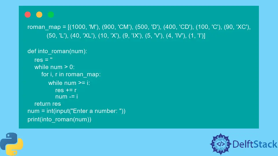 Convertir números enteros a números romanos en Python