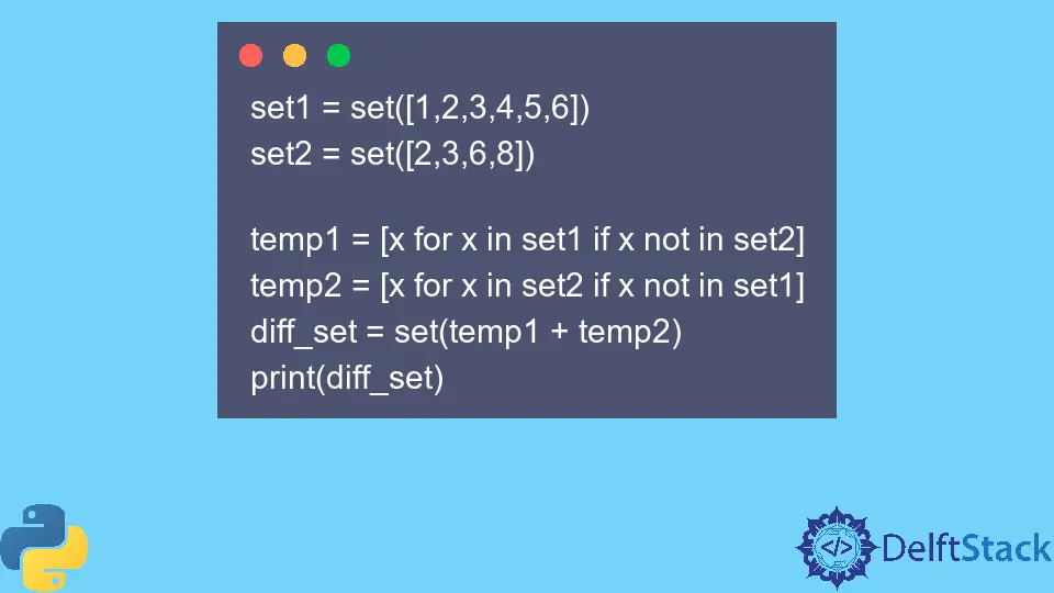 Ottieni la differenza nei set in Python