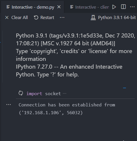 Application With the Socket Module Without Error - Output