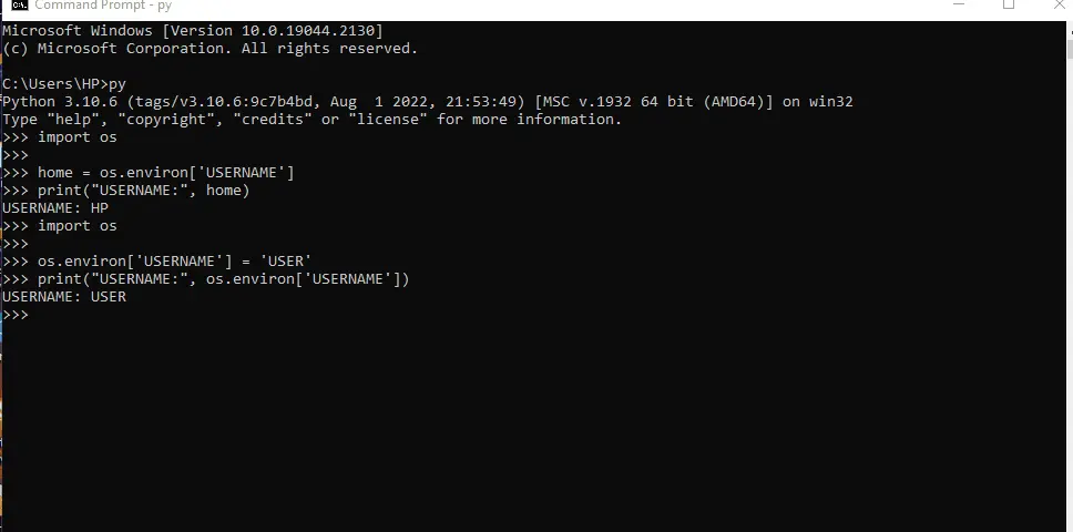 change environment variable