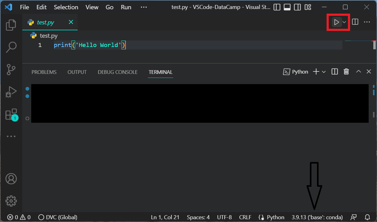 check if python is installed using vscode
