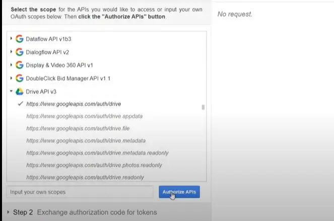 Clicking on Authorize api