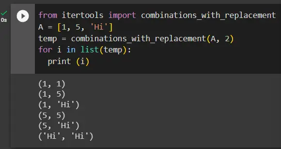 combinations with replacement