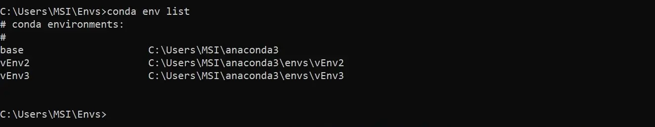 lista de conda env