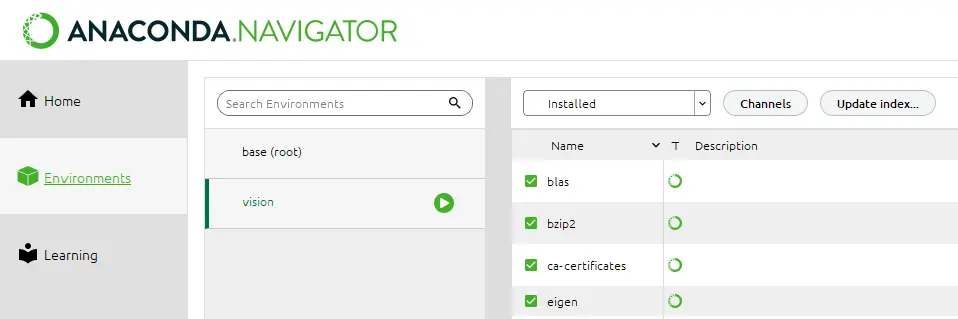 conda install cv2 using anaconda navigator step2