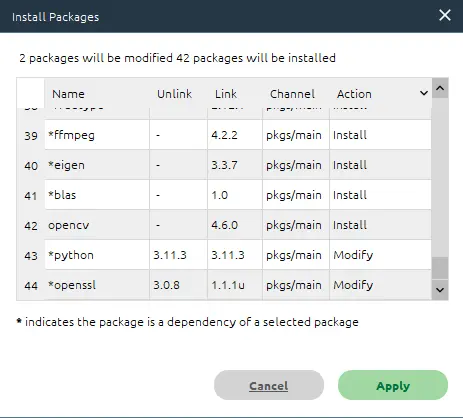 conda install cv2 using anaconda navigator step6