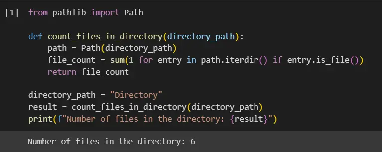 count the number of files in a directory in python - output 1
