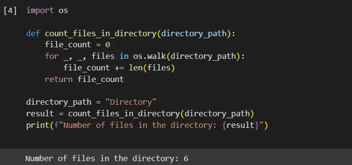count the number of files in a directory in python - output 4