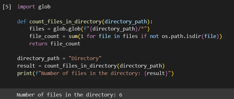 count the number of files in a directory in python - output 5