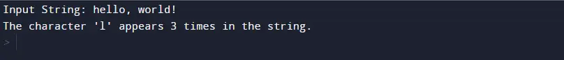 count the occurences of a character in a string in python - output 1