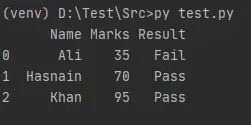 python 2부에 있는 배열의 데이터 프레임