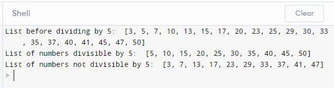 Divida la lista usando for Loop y guarde en 2 listas