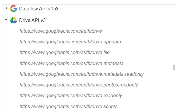Suche nach Drive API v3
