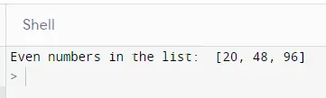 even numbers using the lambda method in python