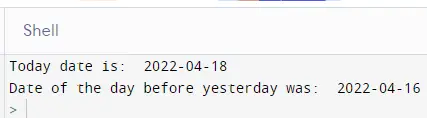 timedelta モジュールを使用して Python で昨日の日付より前の日付を取得する