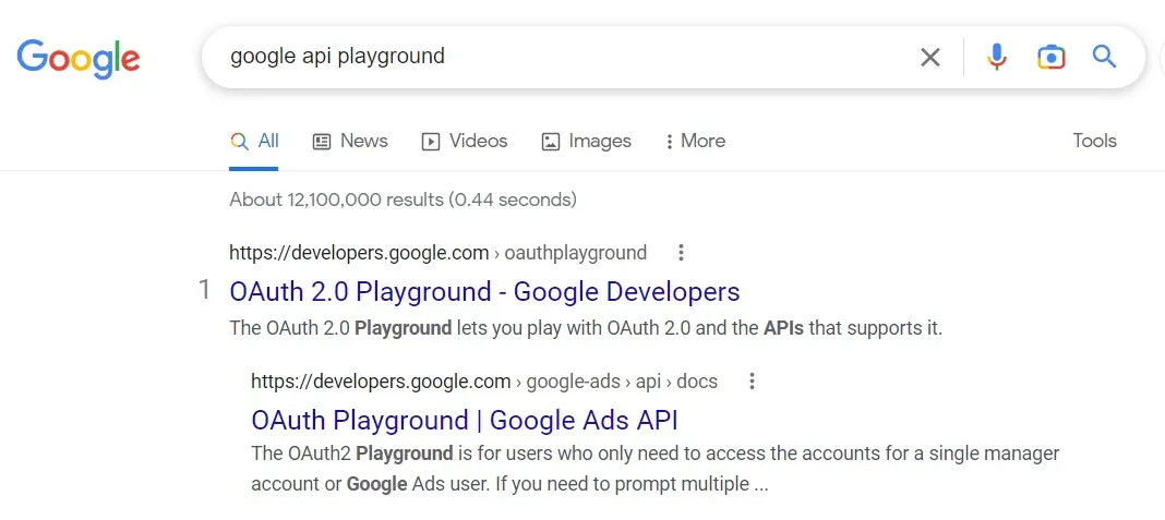 Google api 플레이그라운드 검색