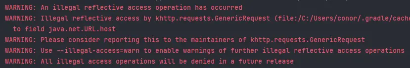 illegal reflective access operation has occurred