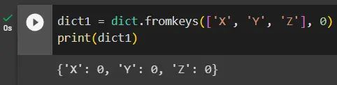 initialize a dictionary python using fromkeys()