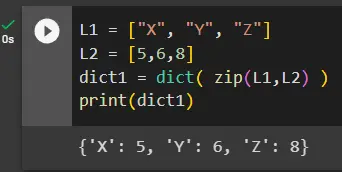 initialize a dictionary python using two lists