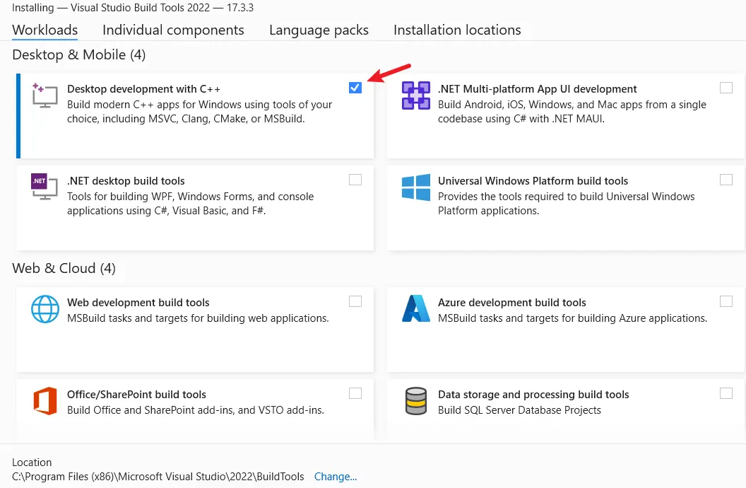 Install C++ Build Tools