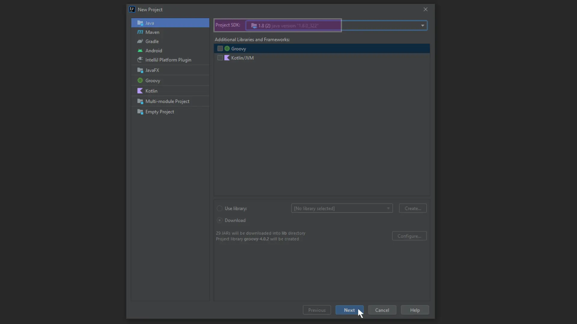 intellij neues Projekt 2