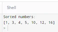 sort() で数値配列を使用した Python の辞書式順序