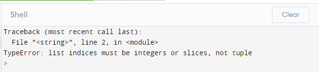 list indices must be integer, not list in Python error first example