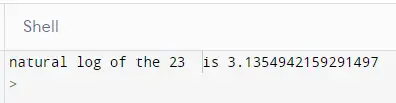 natural log in python example in math method