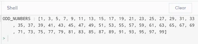 odd numbers using list comprehension in python