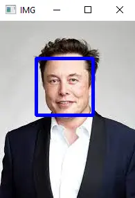 Sortie de détection de visage d&rsquo;image en cascade OpenCV Haar