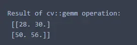 opencv matrix multiplication - output 3