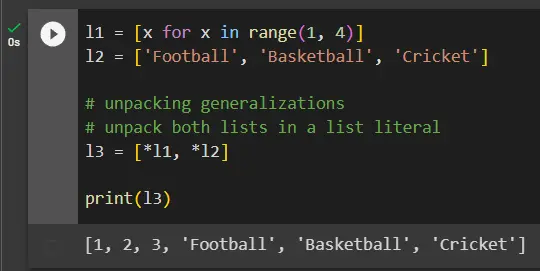python append list to another list using unpacking generalizations