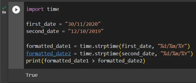 python compare dates using strptime